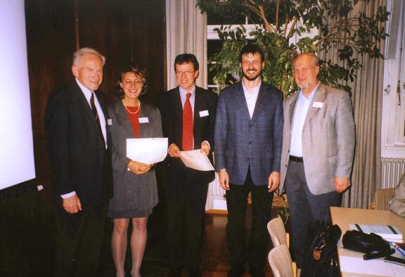 Preisverleihung 2003 mit Prof. Dr. H. Schwarz, Dr. H. Baranzke, Dr. Ralph Charbonnier,
Dr. Jrgen Schneider, H. Hafner
